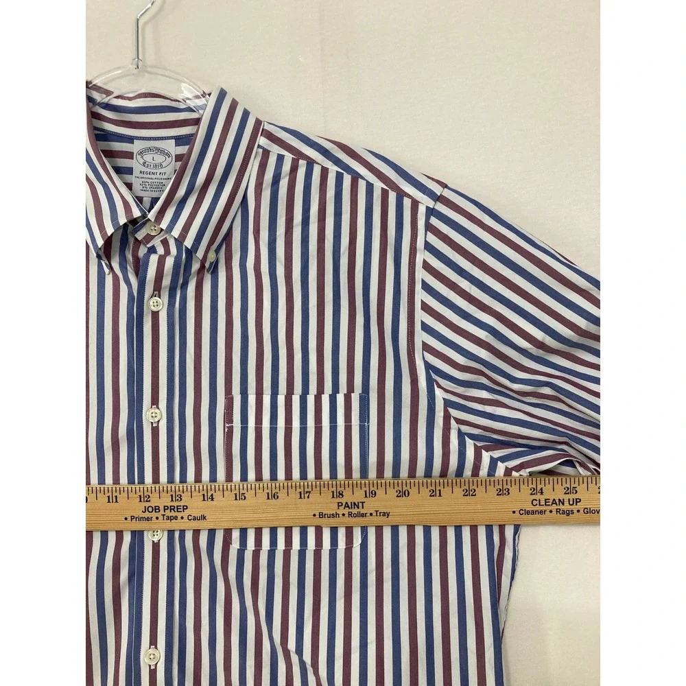 Brooks Brothers Shirt Large Regent Fit Multi Color Striped Cotton Blend Preppy‎